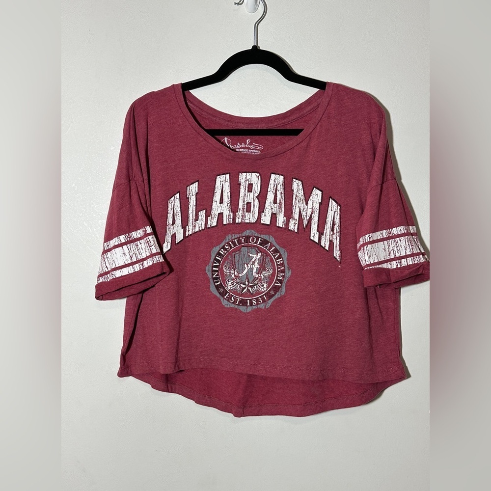 Pressbox Alabama Crimson High-Low Crop Top T-Shirt Size Large